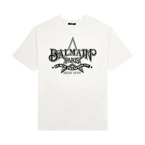 BALMAIN Shirt Mens XXXL White Pullover Crew Star Logo T-Shirt Tee $450